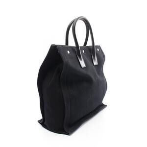 Saint Laurent Paris RIVE GAAUCHE Tote Bag Canvas Leather Black